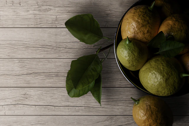 Semangkuk lemon di atas meja